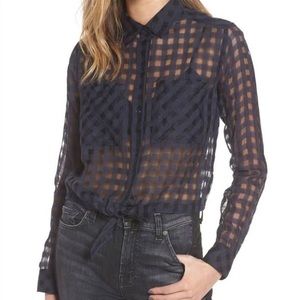 Rails Midnight Shadow Kelsey Sheer Cropped Button Up Blouse